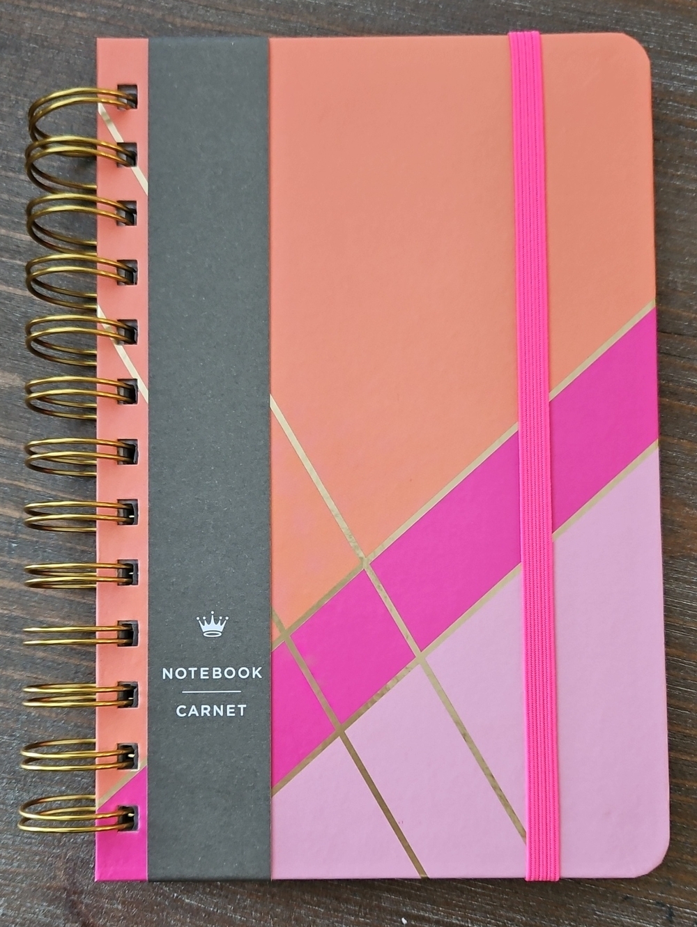 Hallmark Pink & Coral Geometric Spiral Notebook with Elastic New